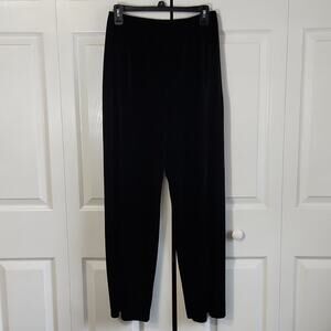 Chico's Womens Black Wide Leg Pants Size 1 Reg/8 Pull On Academia Neutral Comfy
